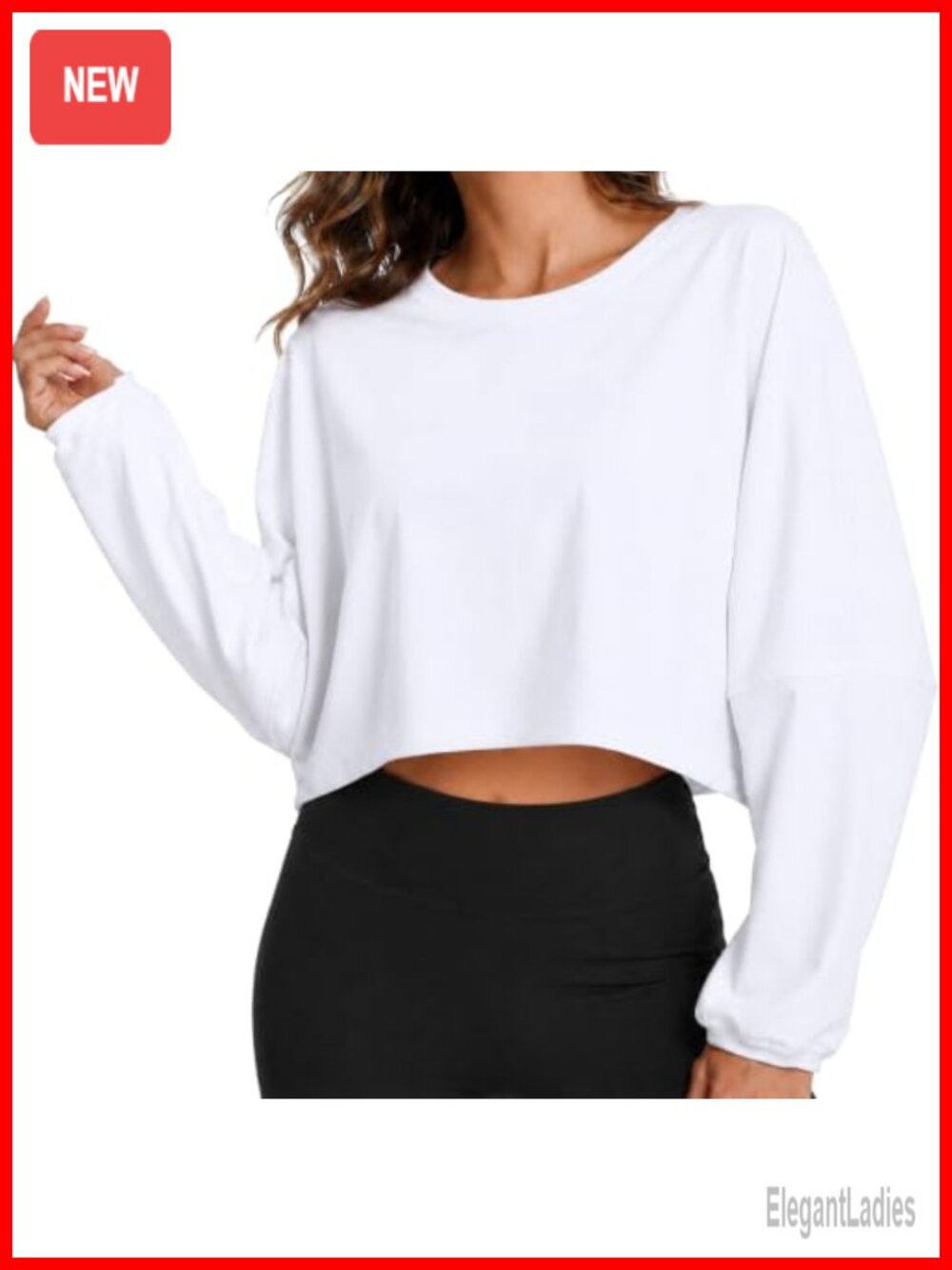 Lightweight Cropped Sweatshirt Loose Batwing Pullover Top